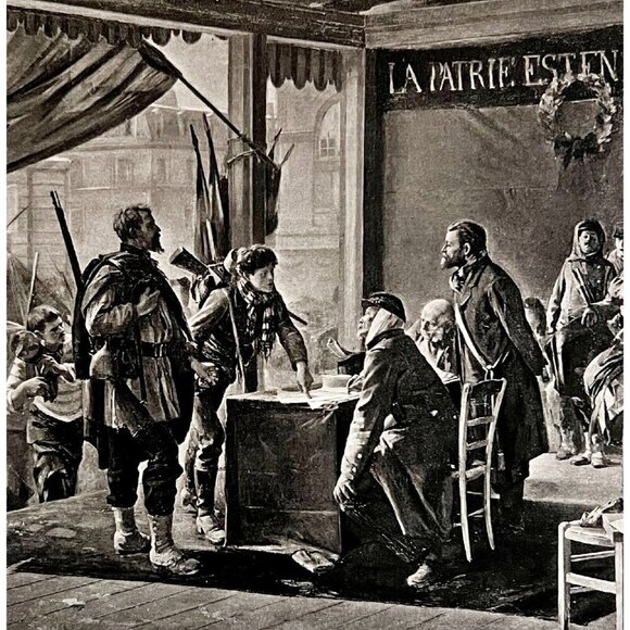 Franco Prussian War Enrollment Of Volunteers Photogravure Victorian 1894 DWS4 - Picture 1 of 3